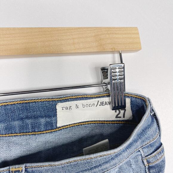 Rag & Bone Womens 27 Blue Skinny Leg with Raw Angled Fray Hem in Commodore Wash - Picture 10 of 13